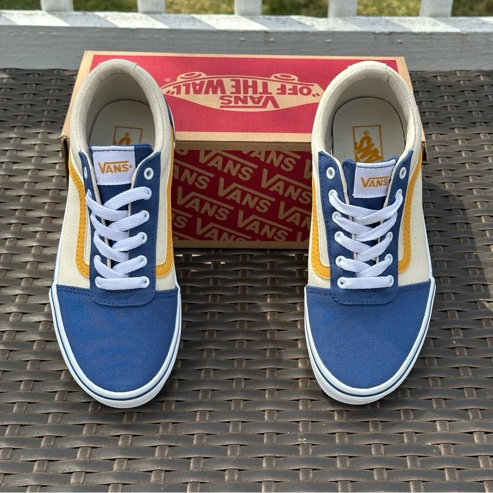 Vans Blue, Cream & Yellow Kids' Low Top Sneakers